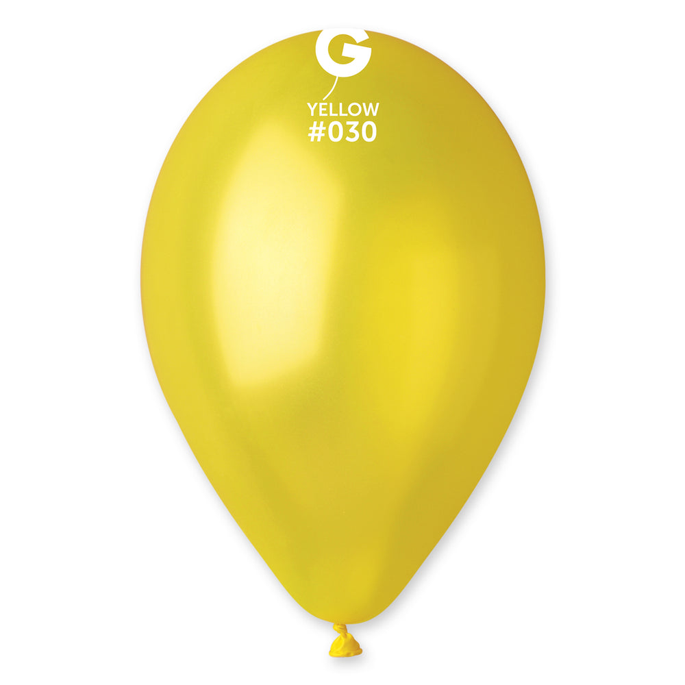 Metallic Balloon Yellow GM110-030 | 50 balloons per package of 12'' each