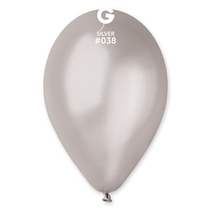 Metallic Balloon Silver GM110-038 | 50 balloons per package of 12'' each