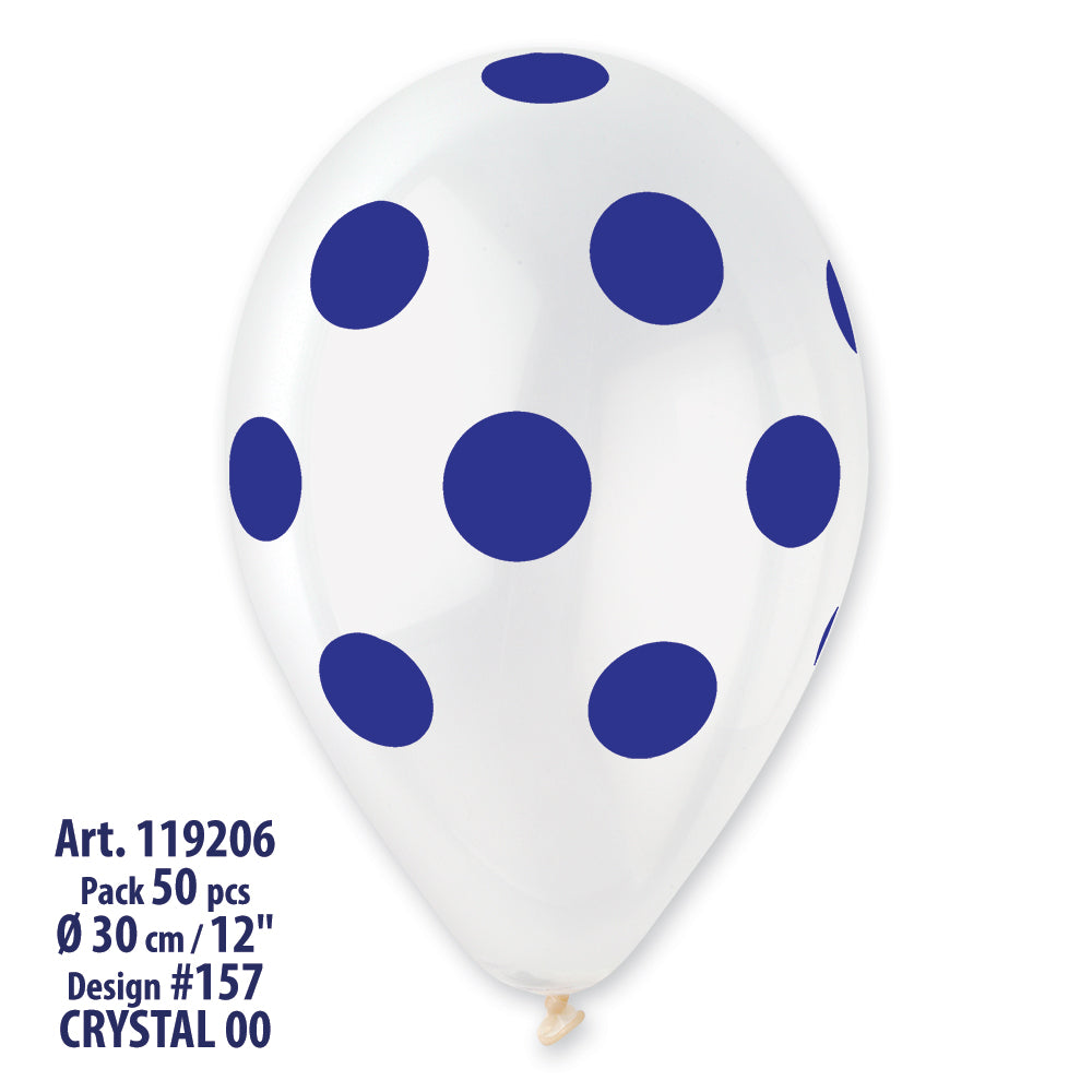 
            
                Load image into Gallery viewer, Polka Solid Balloon Clear-Blue GS110-157 | 50 balloons per package of 12&amp;#39;&amp;#39; each
            
        