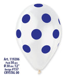 Polka Solid Balloon Clear-Blue GS110-157 | 50 balloons per package of 12'' each