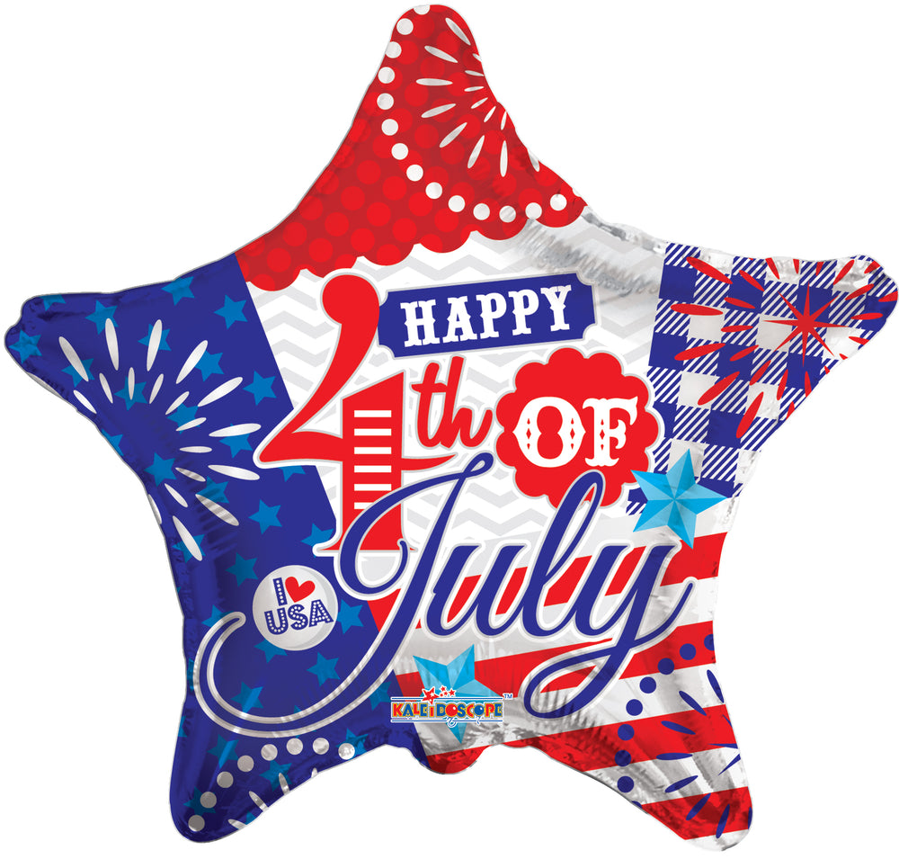 Happy 4Th Of July Star Foil Balloon