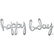 Happy Bday Script Foil Balloon - (Choose your color)