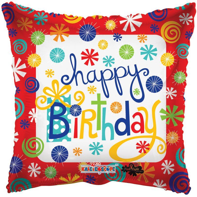 Swirls Birthday Themed Foil Balloon - 18" in.