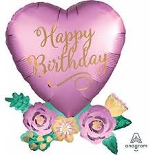 Happy Birthday Heart and Flowers Rose SuperShape Anagram