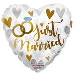 Just Married Heart Foil Balloon 18"