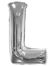 Letters A to Z Silver Foil Balloon - 14" in and 34" in each. (Choose your size and your letter)