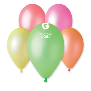 Neon Balloon GF110-081 Assort. | 50 balloons per package of 12'' each