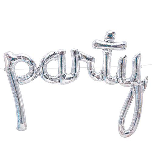 Party Script Letter Silver Holographic
