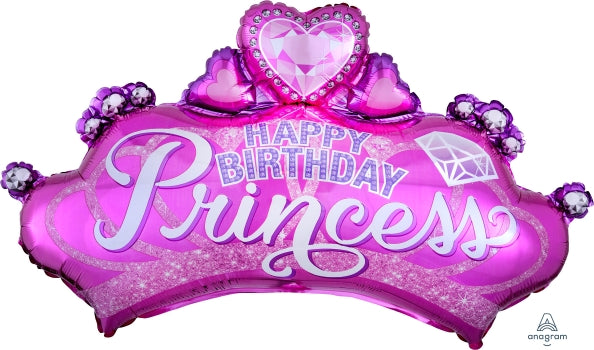 Princess Crown With Gem SuperShape Foil Happy Birthday
