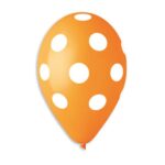 Polka Solid Balloon Orange-White GS110-004 | 50 balloons per package of 12'' each