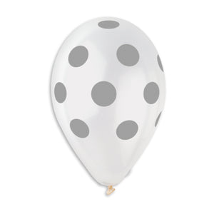 Polka Solid Balloon Clear-Silver GS110-157 | 50 balloons per package of 12'' each