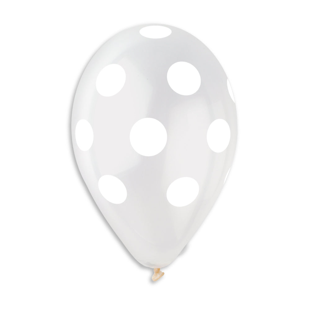 Polka Solid Balloon Clear-White GS110-157 | 50 balloons per package of 12'' each