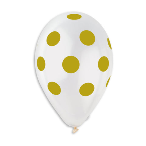 Polka Solid Balloon Clear-Gold GS110-157 | 50 balloons per package of 12'' each