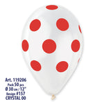 Polka Solid Balloon Clear-Red GS110-157 | 50 balloons per package of 12'' each