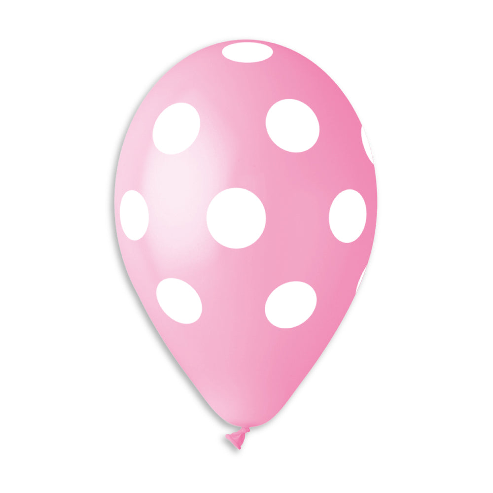 Polka Solid Balloon Pink-White GS110-157 | 50 balloons per package of 12'' each