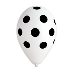 Polka Solid Balloon White-Black GS110-157 | 50 balloons per package of 12'' each