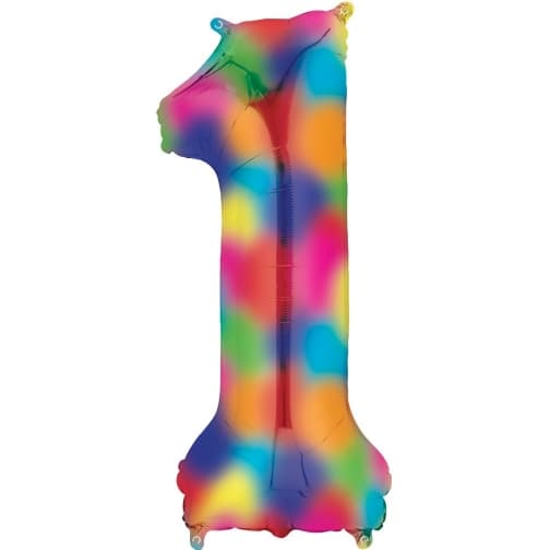 Number 0 to 9 Rainbow Splash Foil Balloon 34" each (Choose your Number)