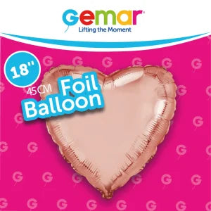 Rose Gold Heart Gemar Single Pack 9" 18"(Choose your Size)