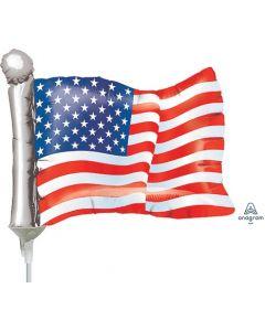 Satin American Flag Foil Balloon - 14" in.