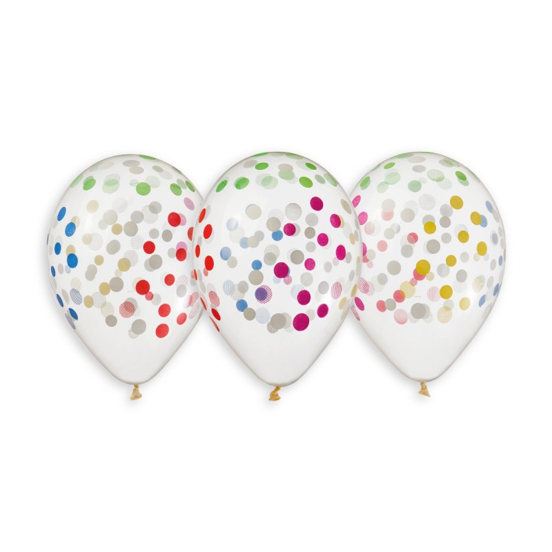 Confetti Solid Balloon Clear-Colorful GS120-816 | 50 balloons per package of 13'' each