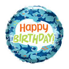Birthday Sharks fun Mylar 18