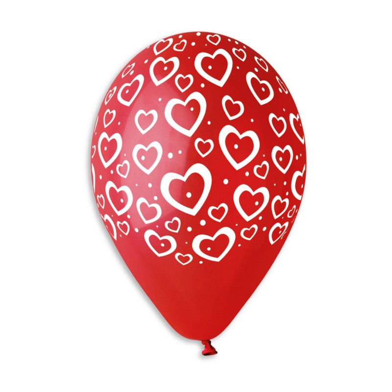 GS110 Solid Red Heart Balloons #600 12" 50 Pcs