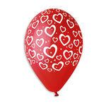 GS110 Solid Red Heart Balloons #600 12" 50 Pcs