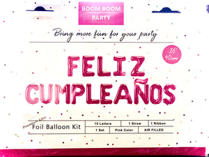 Feliz Cumpleaños Foil Balloons Mylar Kits 16”