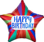 Happy Birthday Striped Star 19”