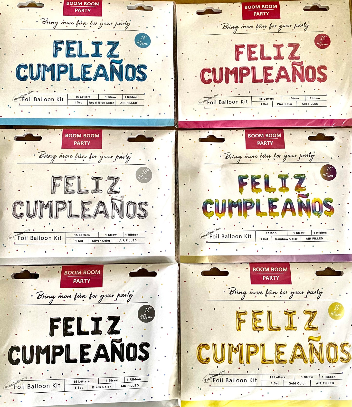 Feliz Cumpleaños Foil Balloons Mylar Kits 16”