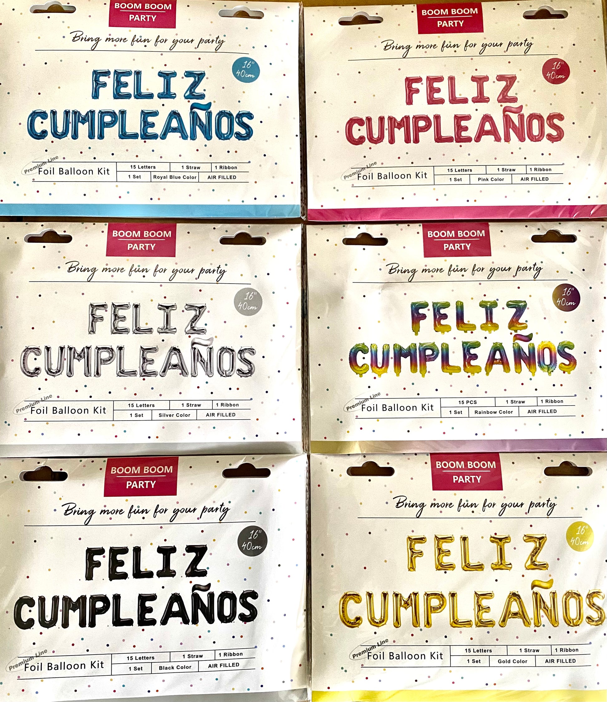 Feliz Cumpleaños Foil Balloons Mylar Kits 16”