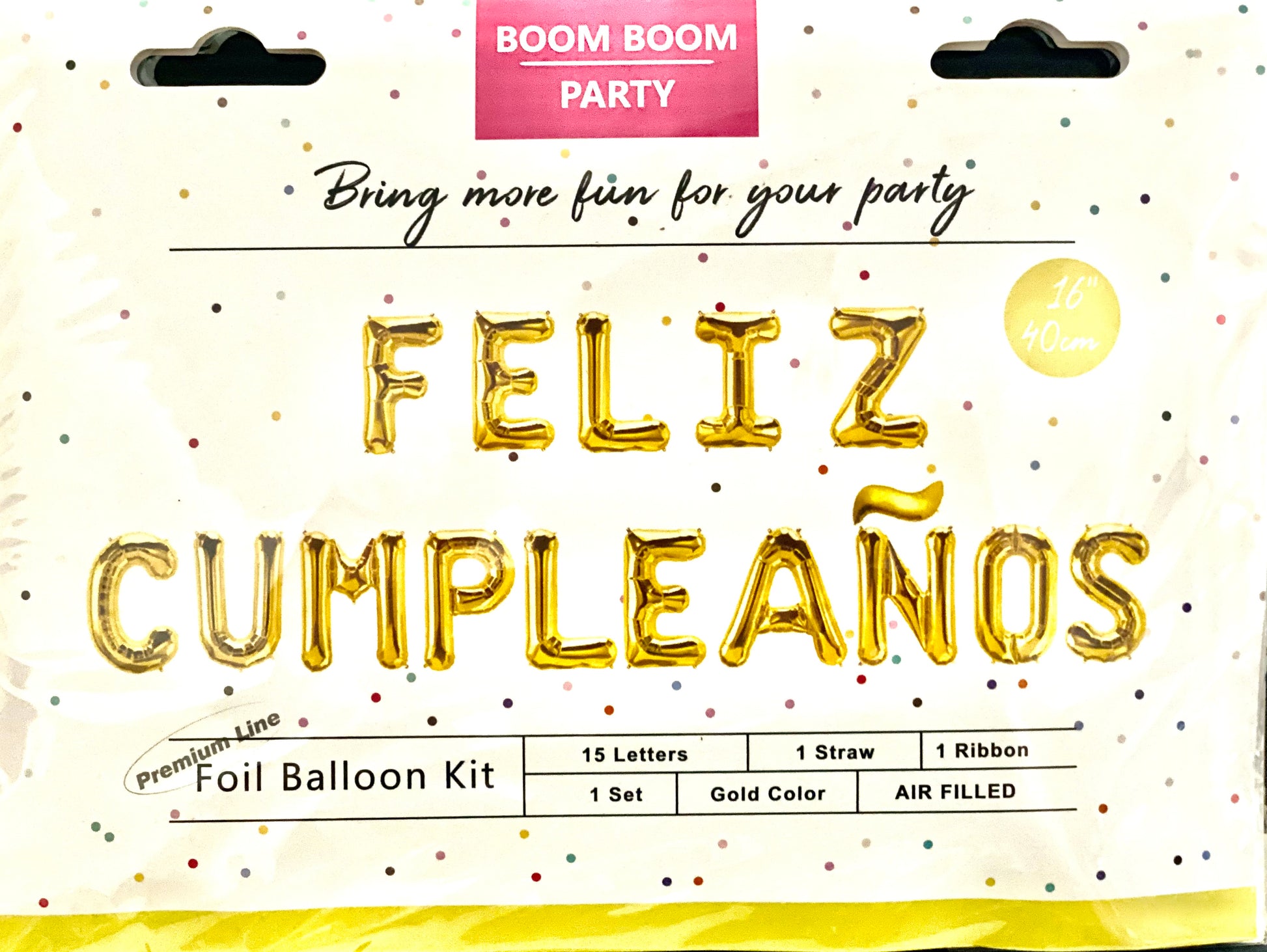 Feliz Cumpleaños Foil Balloons Mylar Kits 16”