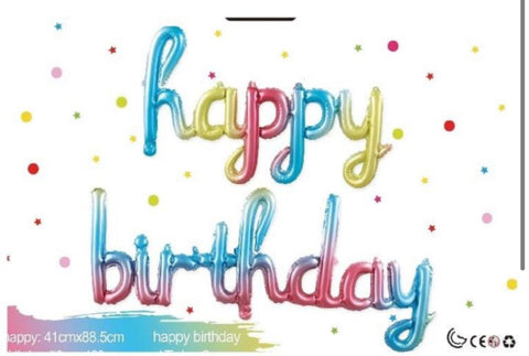 Gradient Multicolor Happy Birthday Script Curve