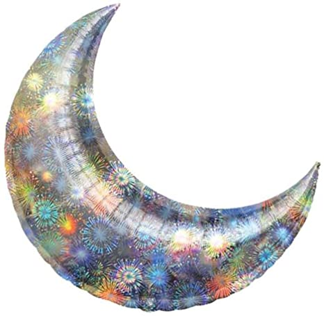 Moon International Holographic Fireworks Crescent 26"
