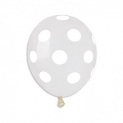 
            
                Load image into Gallery viewer, Solid Balloon Mini Polka Clear-White AS50-157 | 100 balloons per package of 5&amp;#39;&amp;#39; each
            
        