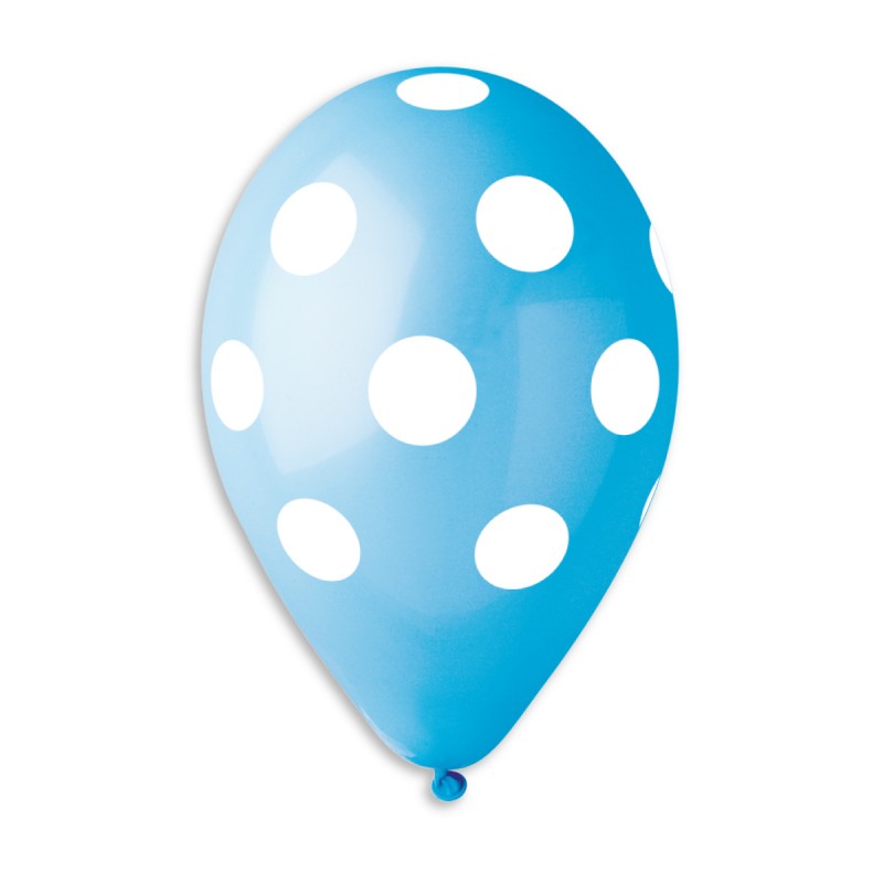Polka Solid Balloon Light Blue-White GS110-157 | 50 balloons per package of 12'' each