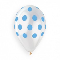 
            
                Load image into Gallery viewer, Polka Solid Balloon White-Blue Printed GS110-157 | 50 balloons per package of 12&amp;#39;&amp;#39; each | Gemar Balloons USA
            
        