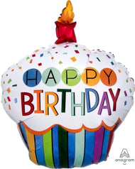 Rainbow Happy Birthday Cupcake Foil Anagram SuperShape
