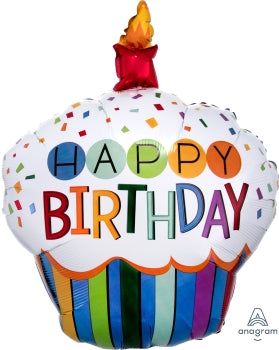 Rainbow Happy Birthday Cupcake Foil Anagram SuperShape