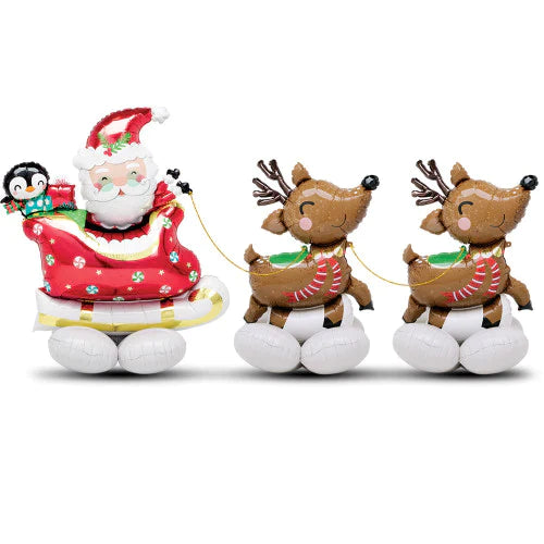 Airloonz Santa & Reindeer 99"