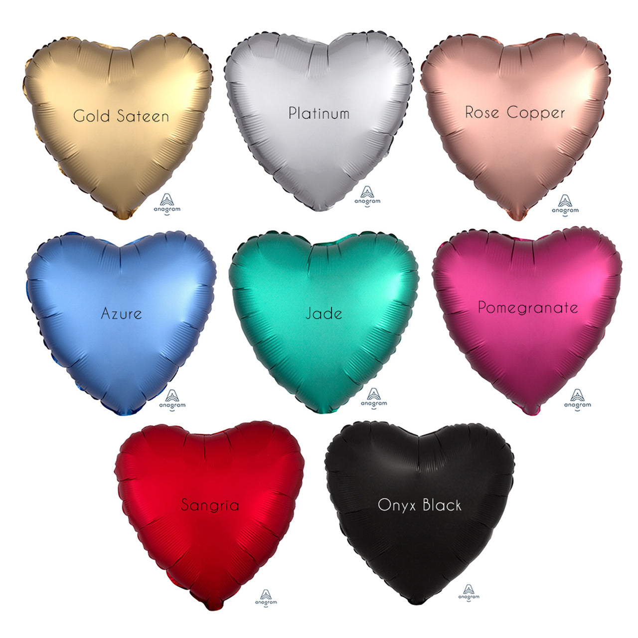 2 Satin Luxe Heart Anagram 18" (Choose Your Color)