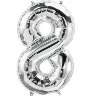 
            
                Load image into Gallery viewer, Numbers 0 to 9 Silver Foil Balloon 14&amp;quot; in and 34&amp;quot; in each (Choose your size and your number)
            
        