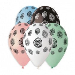 Spiral Dots Printed Balloon GS120-864 | 50 balloons per package of 13'' each