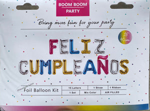Feliz Cumpleaños Foil Balloons Mylar Kits 16”