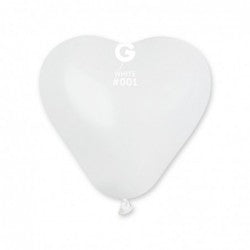 Solid Heart Balloon White CR6-001  | 100 balloons per package of 6'' each