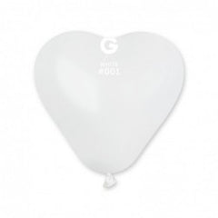 Solid Heart Balloon White CR6-001  | 100 balloons per package of 6'' each